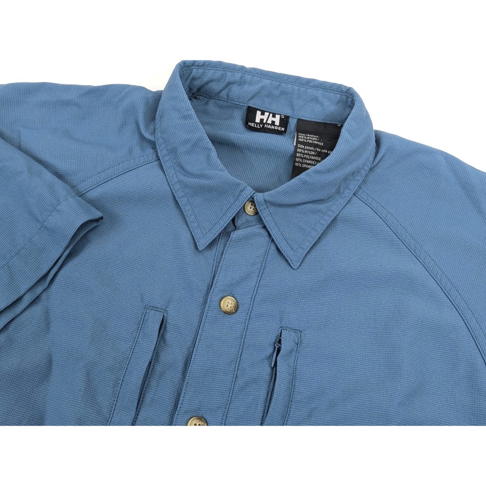Helly Hansen‎ Fishing Shirt Men's Medium Blue Vented Button Down Outdoor Zip